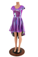 Plumeria Hi Lo Skater Dress with Silver Holo Skirt Lining - Coquetry Clothing