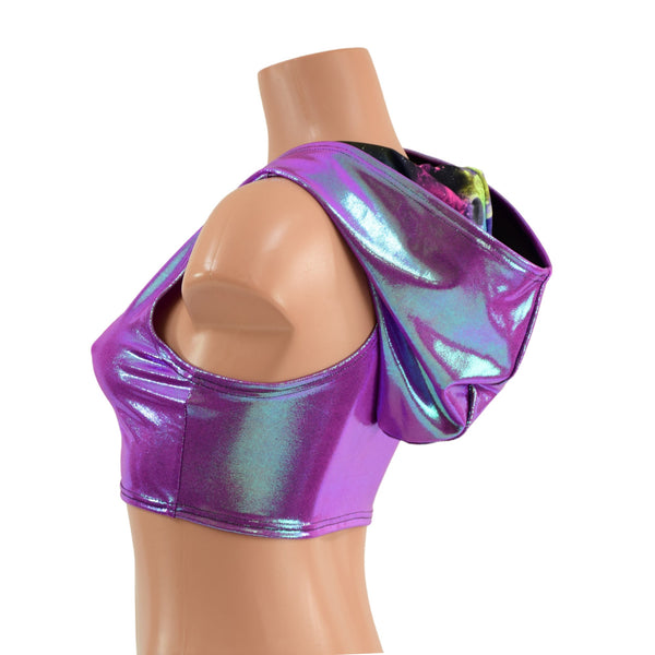 Plumeria Mini Crop with Racerback, Bodice Zipper and Hood - 3