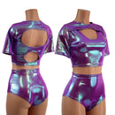 Plumeria Nirvana Top and High Waist Siren Shorts Set - Coquetry Clothing