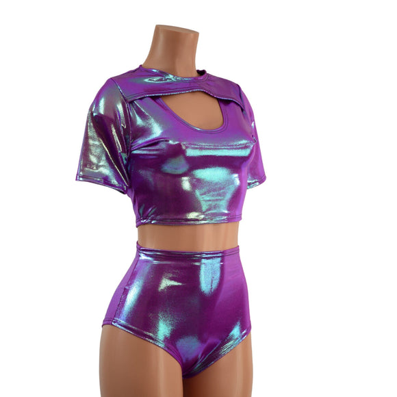 Plumeria Nirvana Top and High Waist Siren Shorts Set - Coquetry Clothing