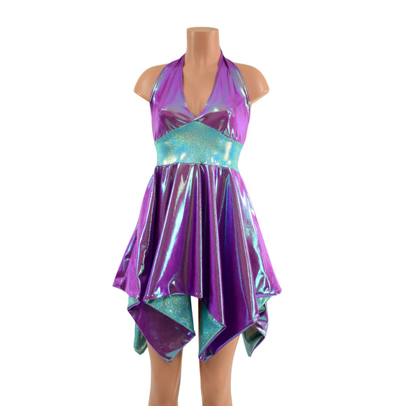 Plumeria & Seafoam Tink Halter Dress with POCKETS - Coquetry Clothing