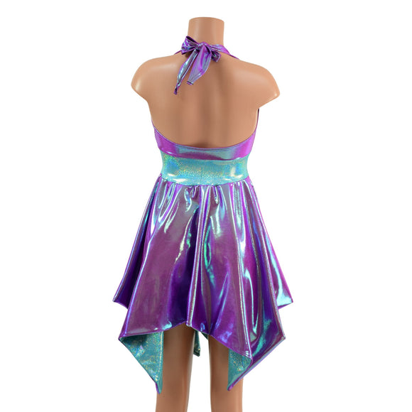 Plumeria & Seafoam Tink Halter Dress with POCKETS - Coquetry Clothing