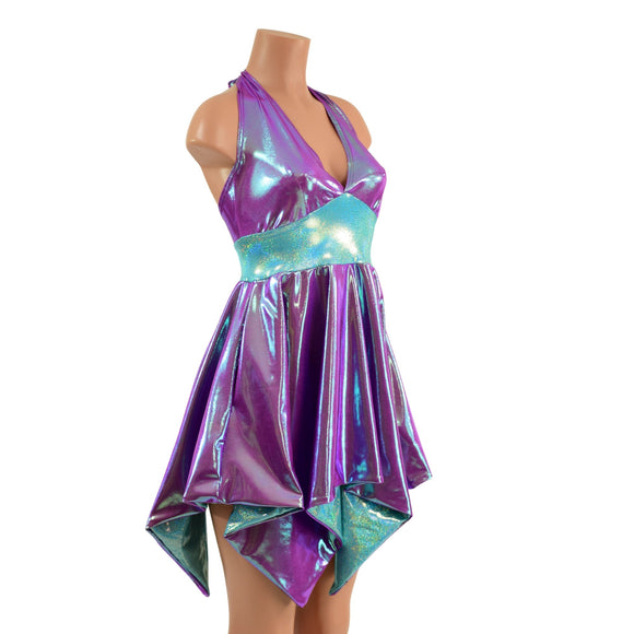 Plumeria & Seafoam Tink Halter Dress with POCKETS - Coquetry Clothing