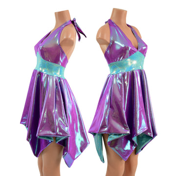 Plumeria & Seafoam Tink Halter Dress with POCKETS - Coquetry Clothing