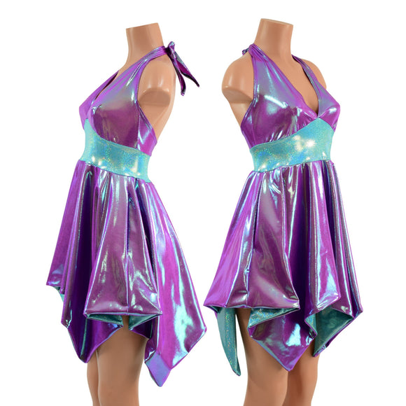 Plumeria & Seafoam Tink Halter Dress with POCKETS - Coquetry Clothing