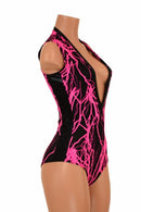 Plunging V Neck Panel Romper - Coquetry Clothing
