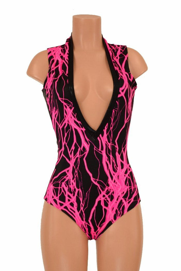 Plunging V Neck Panel Romper - Coquetry Clothing