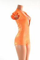 Plunging V Neck Romper with Flip Sleeves - Coquetry Clothing
