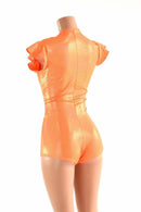 Plunging V Neck Romper with Flip Sleeves - Coquetry Clothing