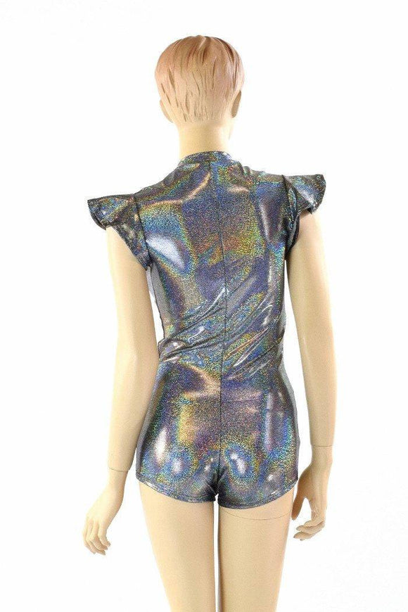 Plunging V Neck Romper with Flip Sleeves - Coquetry Clothing