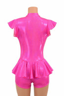 Plunging V Neck Ruffle Rump Romper - Coquetry Clothing