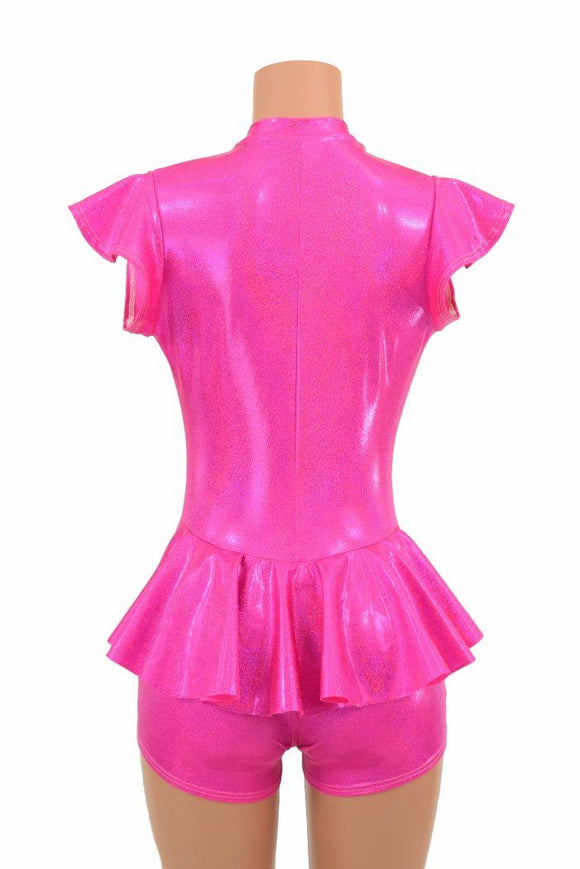 Plunging V Neck Ruffle Rump Romper - Coquetry Clothing