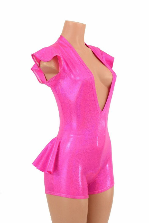 Plunging V Neck Ruffle Rump Romper - Coquetry Clothing