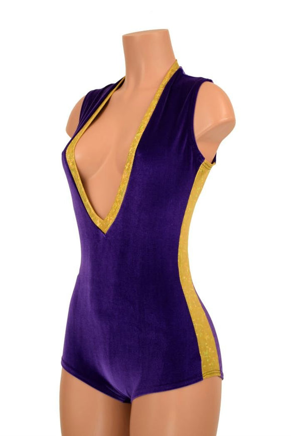 Plunging V Neck Side Panel Romper - Coquetry Clothing