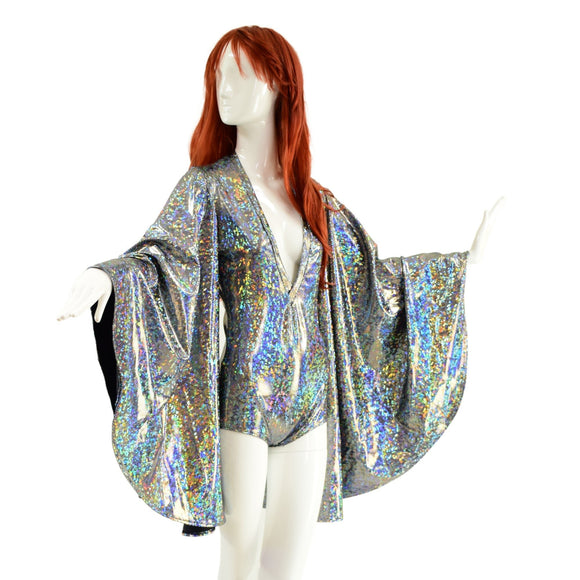 Plunging V Neck Silver Kaleidoscope Romper - Coquetry Clothing