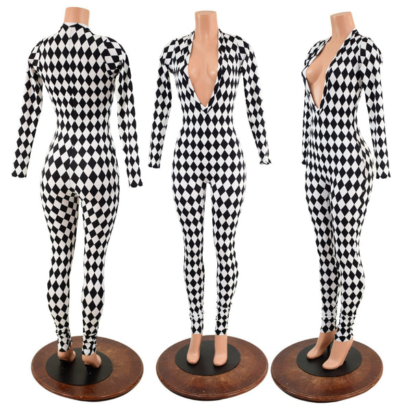 Plunging V Neckline Catsuit - 1