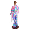 Plunging V Neckline Catsuit with 30" White Fringe - Coquetry Clothing