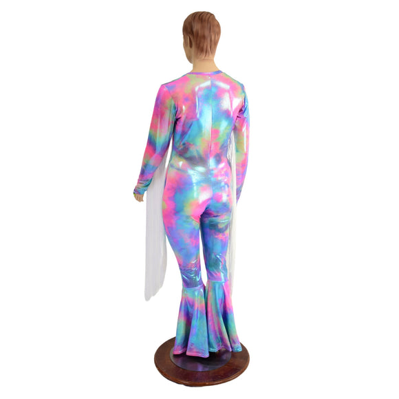 Plunging V Neckline Catsuit with 30" White Fringe - Coquetry Clothing