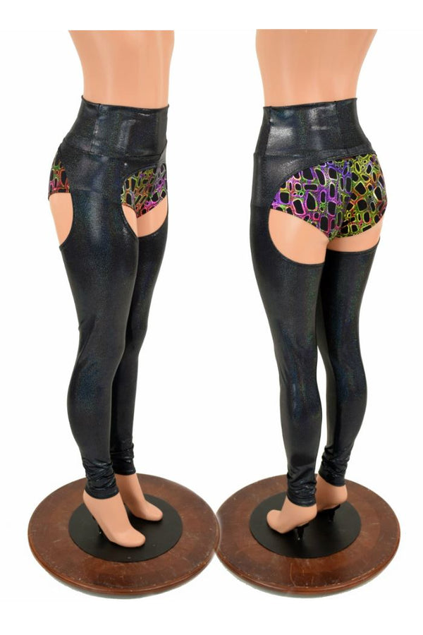 Black Holographic High Waisted Hot Pants