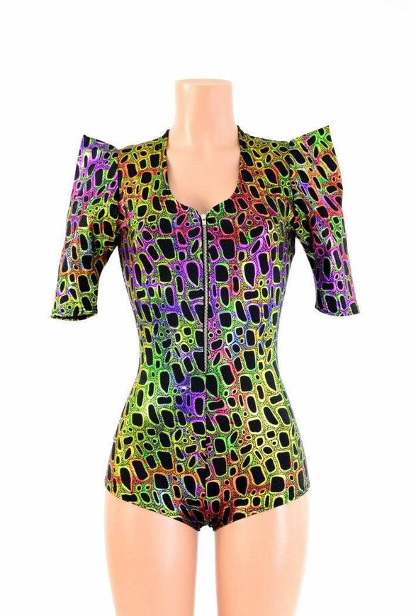 Poisonous Sharp Shoulder Zipper Romper - Coquetry Clothing