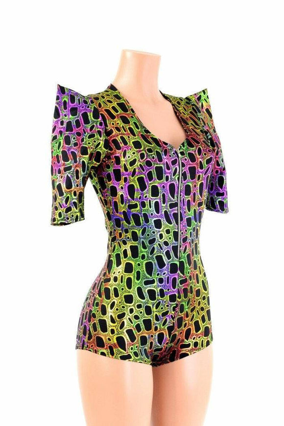 Poisonous Sharp Shoulder Zipper Romper - Coquetry Clothing