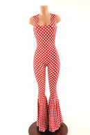 Polka Dot Bell Bottom Flare Catsuit - Coquetry Clothing