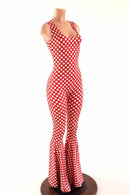 Polka Dot Bell Bottom Flare Catsuit - Coquetry Clothing