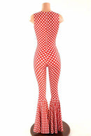 Polka Dot Bell Bottom Flare Catsuit - Coquetry Clothing