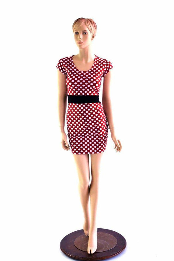 Polka Dot Black Waistband Minnie Dress - Coquetry Clothing