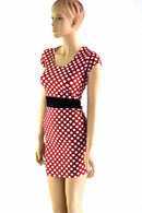 Polka Dot Black Waistband Minnie Dress - Coquetry Clothing