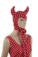 Polka Dot Devil Bonnet, Ruffle Gloves, and Bodycon Tank Dress Set - Coquetry Clothing