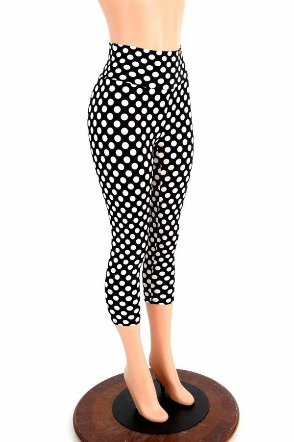 Polka Dot High Waist Capri Leggings - 1