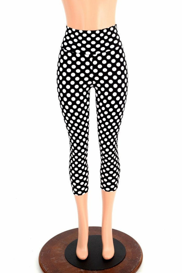 Polka Dot High Waist Capri Leggings - 2