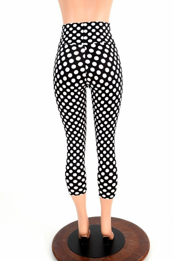 Polka Dot High Waist Capri Leggings - 3