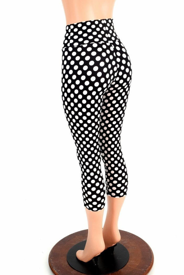Polka Dot High Waist Capri Leggings - 4