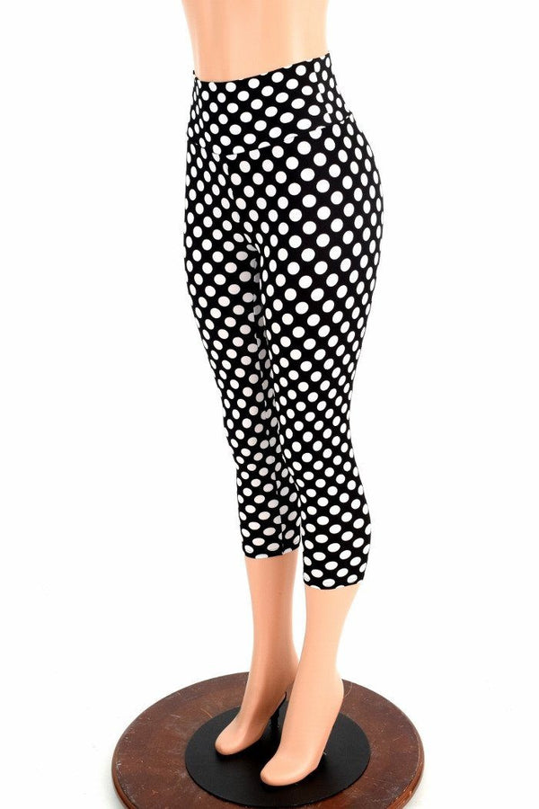 Polka Dot High Waist Capri Leggings - 5