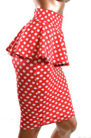 Polka Dot Peplum Wiggle Skirt - Coquetry Clothing