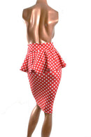 Polka Dot Peplum Wiggle Skirt - Coquetry Clothing