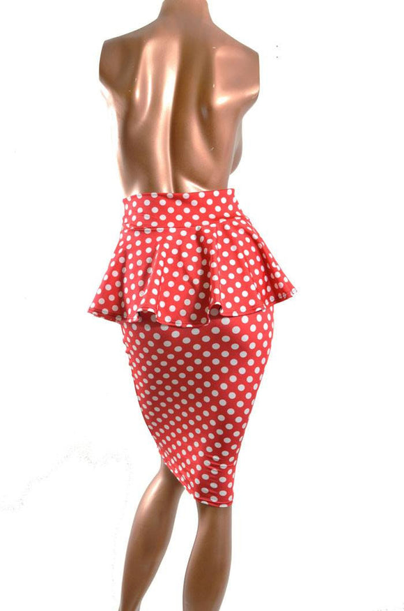 Polka Dot Peplum Wiggle Skirt - Coquetry Clothing