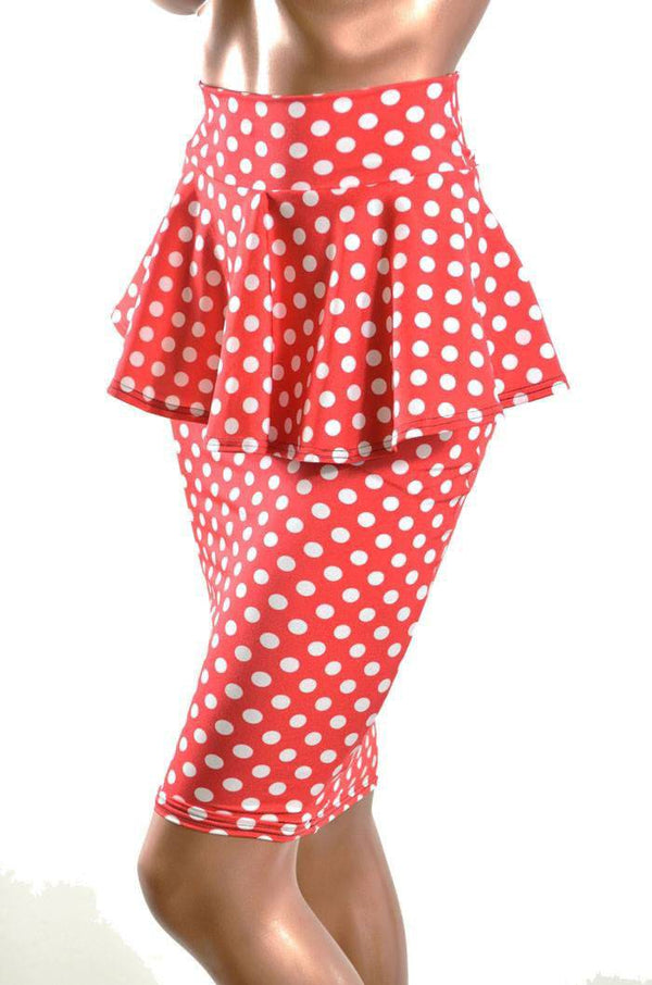 Polka Dot Peplum Wiggle Skirt - 1