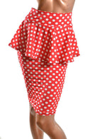 Polka Dot Peplum Wiggle Skirt - Coquetry Clothing