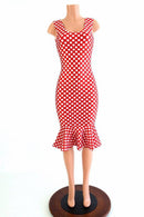 Polka Dot Ruffled Tank Wiggle Dress - Coquetry Clothing