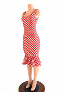 Polka Dot Ruffled Tank Wiggle Dress - 4