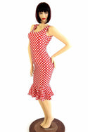 Polka Dot Ruffled Tank Wiggle Dress - 7