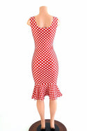 Polka Dot Ruffled Tank Wiggle Dress - 3