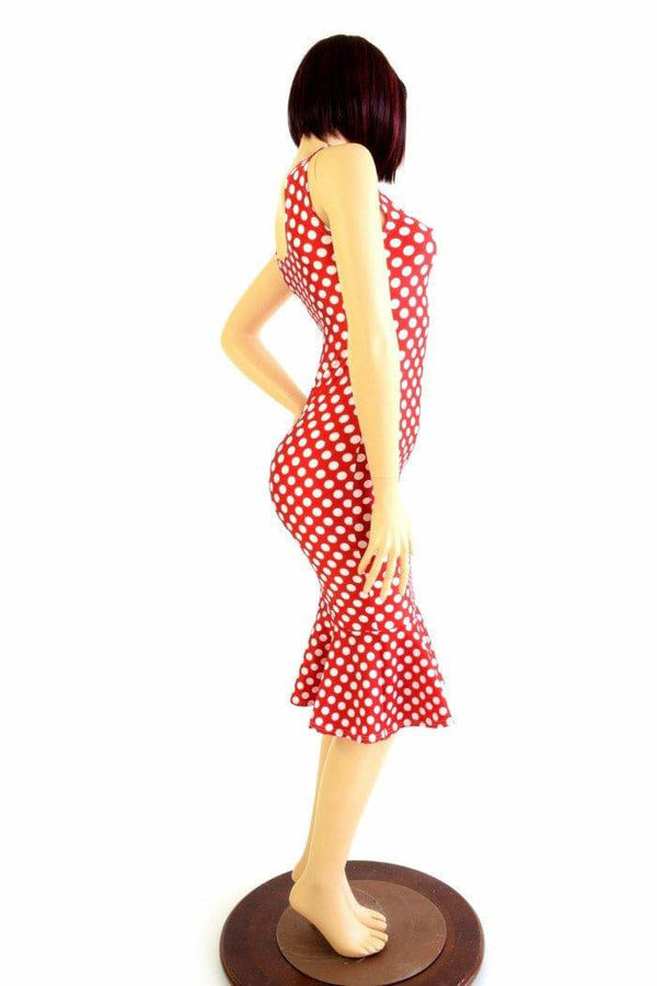 Polka Dot Ruffled Tank Wiggle Dress - 5