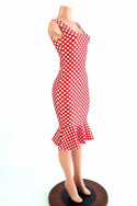 Polka Dot Ruffled Tank Wiggle Dress - 1