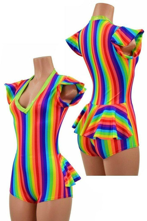 Rainbow Flip Sleeve Ruffle Rump Romper - Coquetry Clothing
