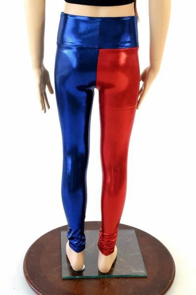 Girls Red & Blue Harlequin Leggings - 4