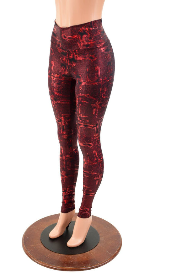 Primeval Red High Waist Leggings - Coquetry Clothing